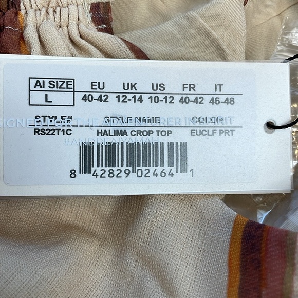 NWT Andrea Iyamah Halima Crop Top Resort Wear Cover Up Eucalyptus Leaves Sz L - Picture 13 of 15